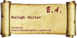 Balogh Aszter névjegykártya